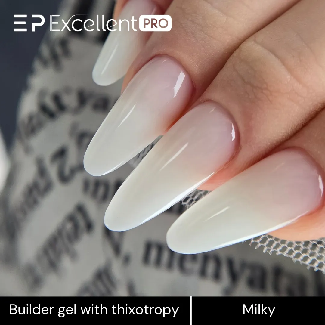 Stylizacja paznokci Excellent PRO - Excellent PRO Builder gel with thixotropy milky 50g