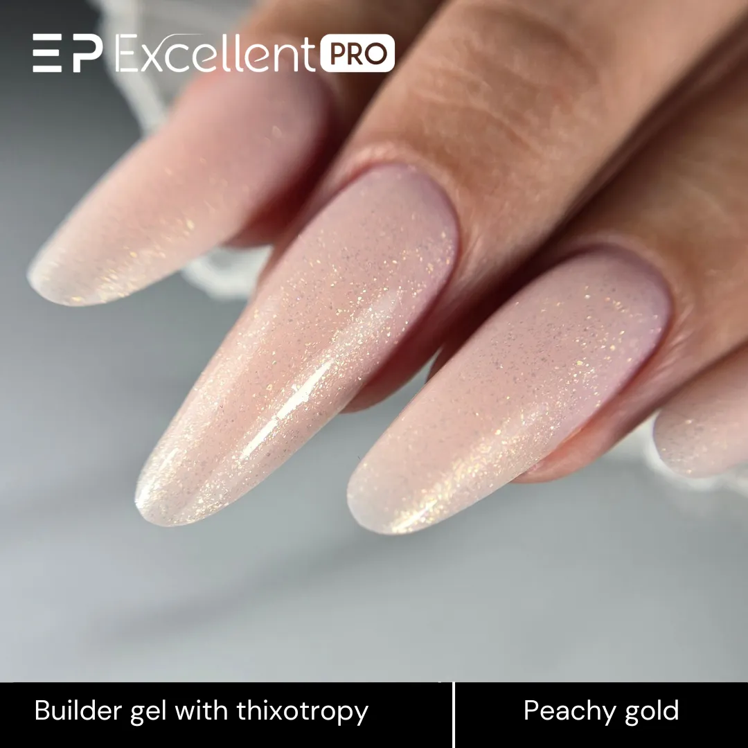 Stylizacja paznokci Excellent PRO - Excellent PRO Thixotropy gel with effect Peachy Gold 15g