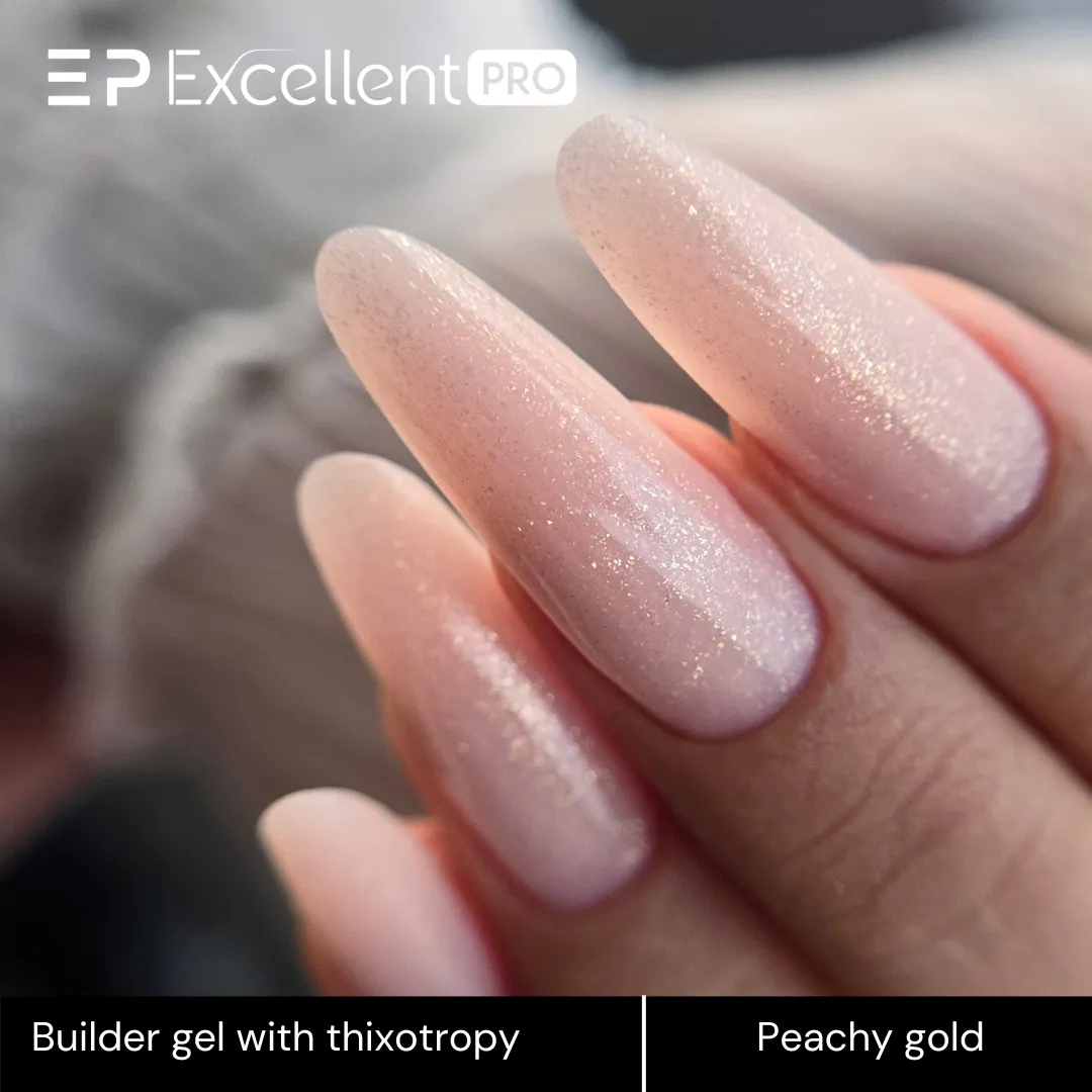 Stylizacja paznokci Excellent PRO - Excellent PRO Thixotropy gel with effect Peachy Gold 50g