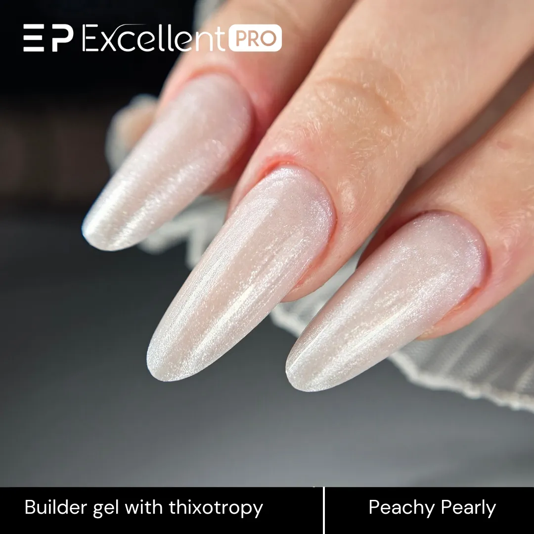Stylizacja paznokci Excellent PRO - Excellent PRO Thixotropy gel with effect Peachy Pearly 15g