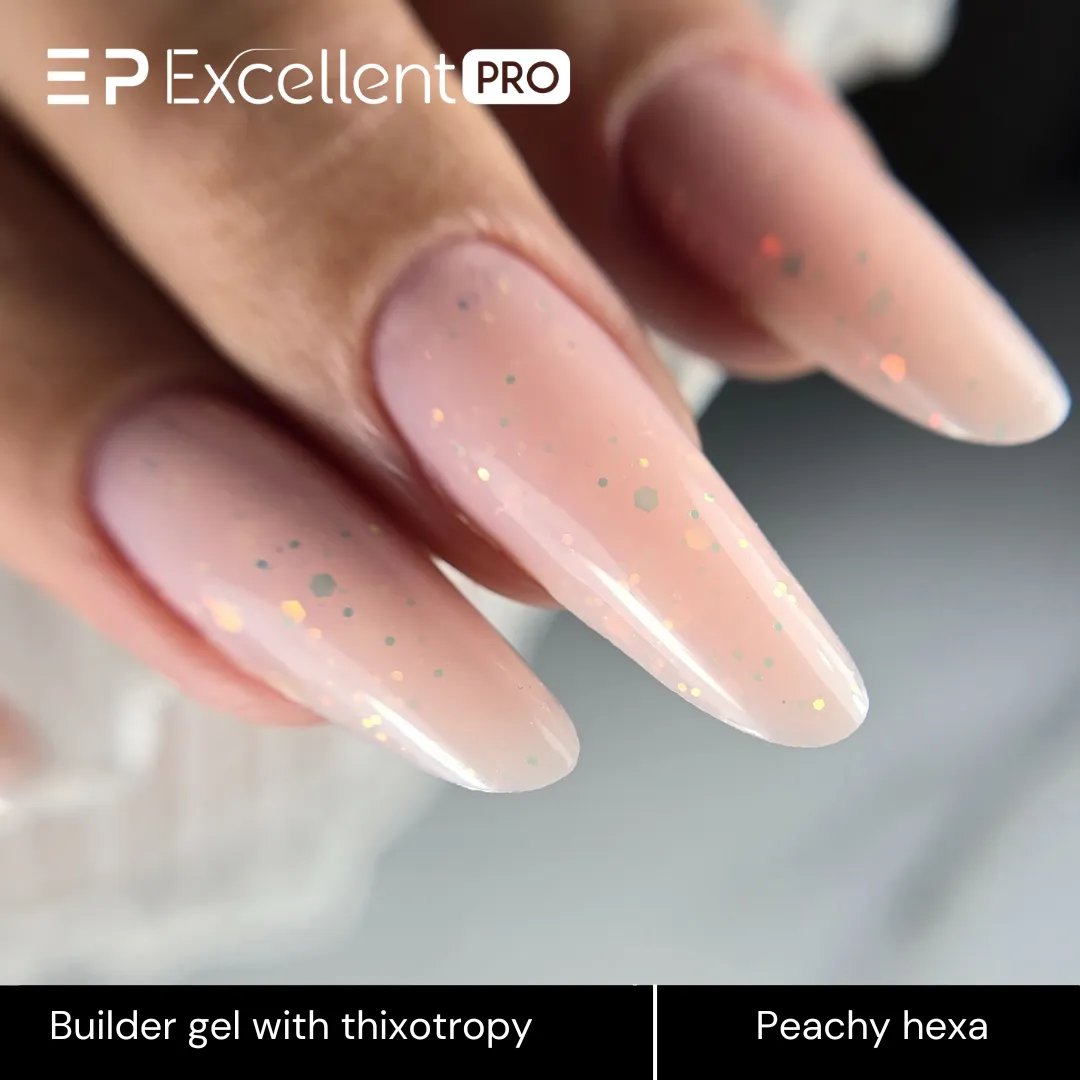 Stylizacja paznokci Excellent PRO - Excellent PRO Thixotropy gel with effect Peachy Hexa 15g