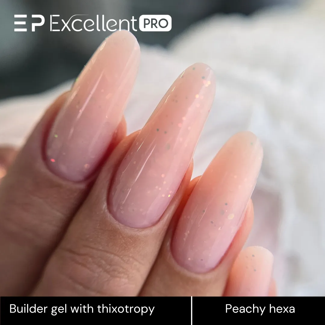 Stylizacja paznokci Excellent PRO - Excellent PRO Thixotropy gel with effect Peachy Hexa 50g