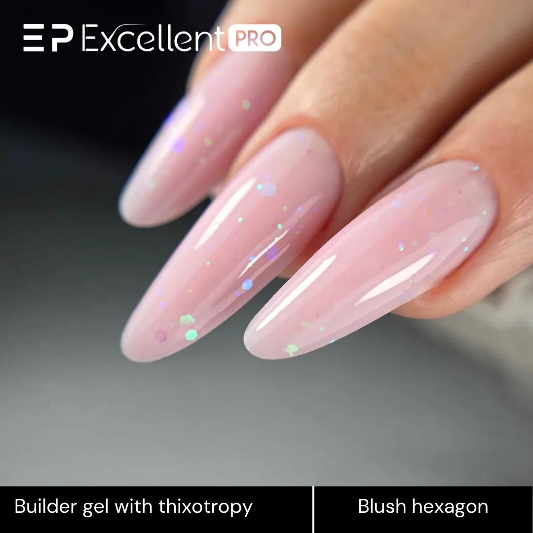 Stylizacja paznokci Excellent PRO - Excellent PRO Thixotropy gel with effect Blush Hexagon 50g