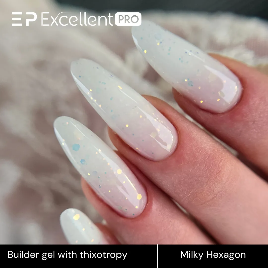 Stylizacja paznokci Excellent PRO - Excellent PRO Thixotropy gel with effect Milky Hexagon 50g