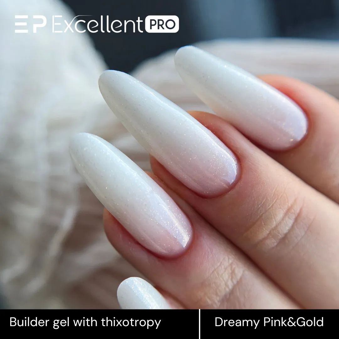 Stylizacja paznokci Excellent PRO - Excellent PRO Thixotropy gel with effect Dreamy Pink&Gold 50g