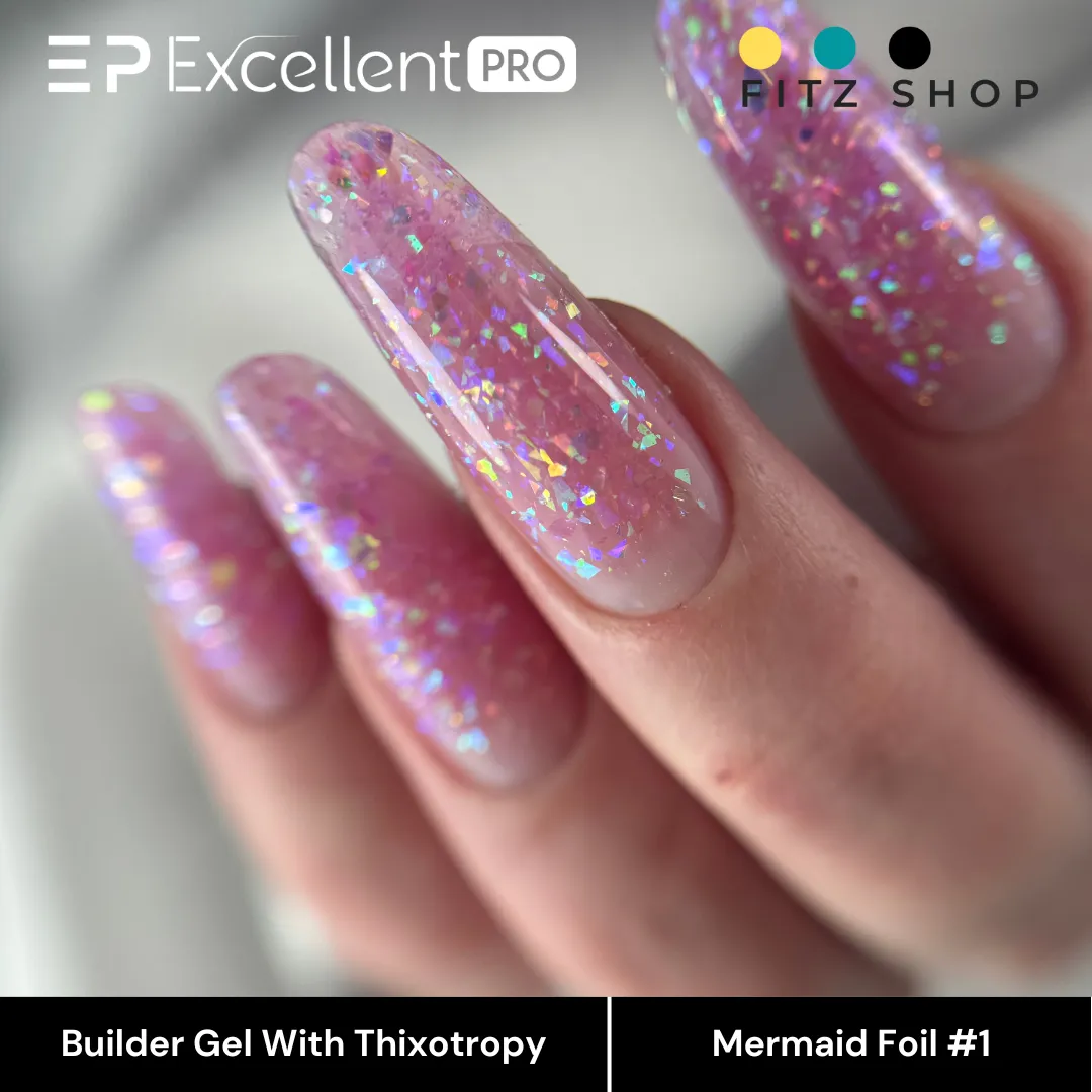 Stylizacja paznokci Excellent PRO - Excellent PRO Thixotropy gel with effect Mermaid Foil #1 15g