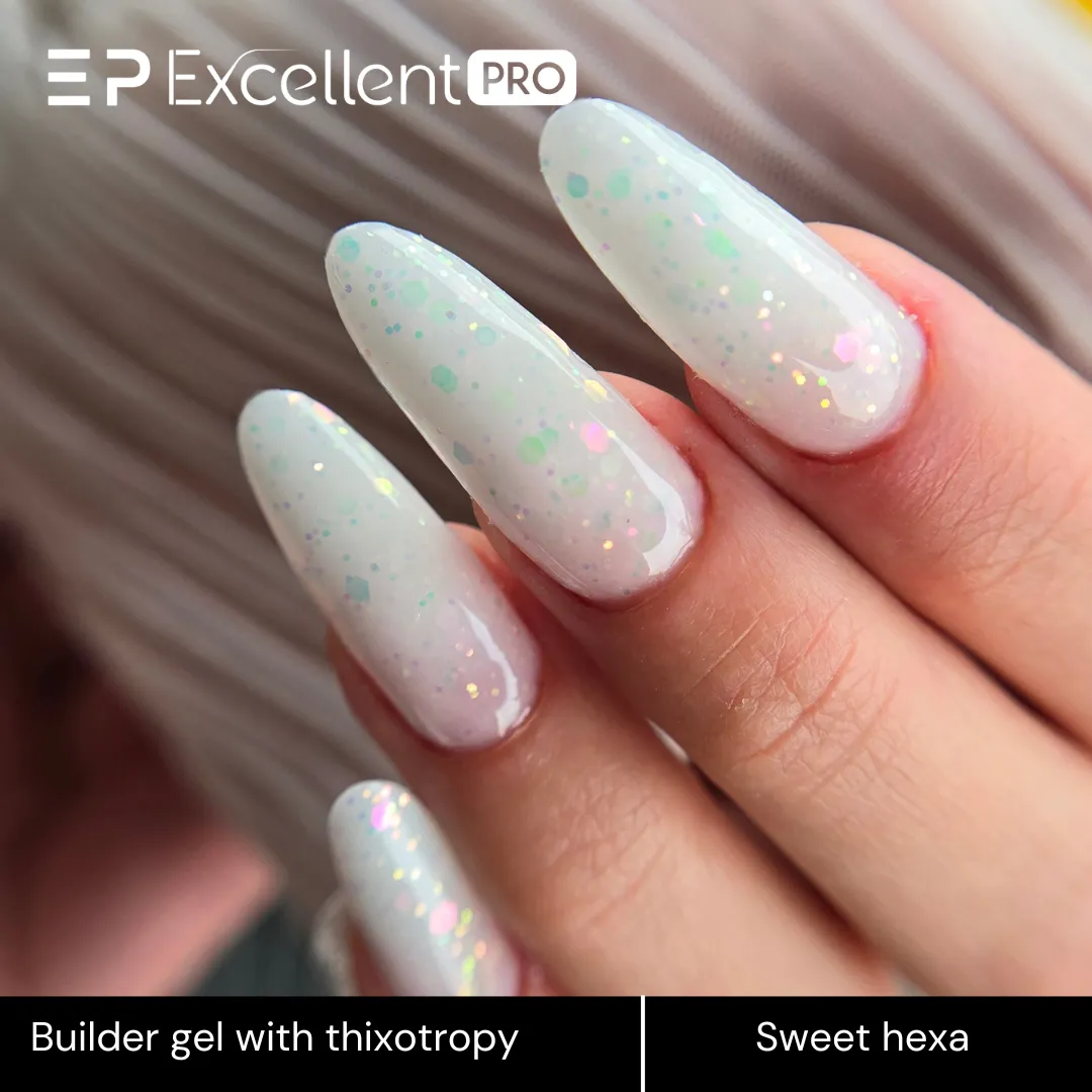 Stylizacja paznokci Excellent PRO - Excellent PRO Thixotropy gel with effect Sweet Hexa 15g