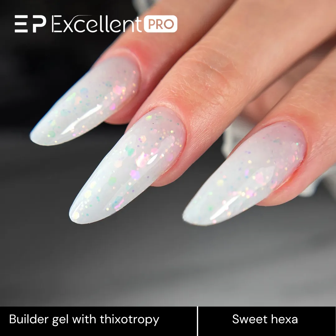 Stylizacja paznokci Excellent PRO - Excellent PRO Thixotropy gel with effect Sweet Hexa 50g