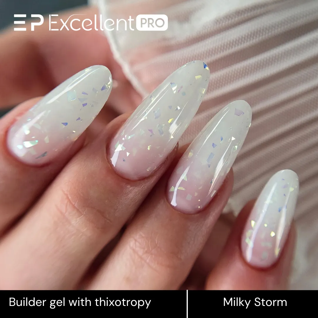 Stylizacja paznokci Excellent PRO - Excellent PRO Thixotropy gel with effect Milky Storm 15g