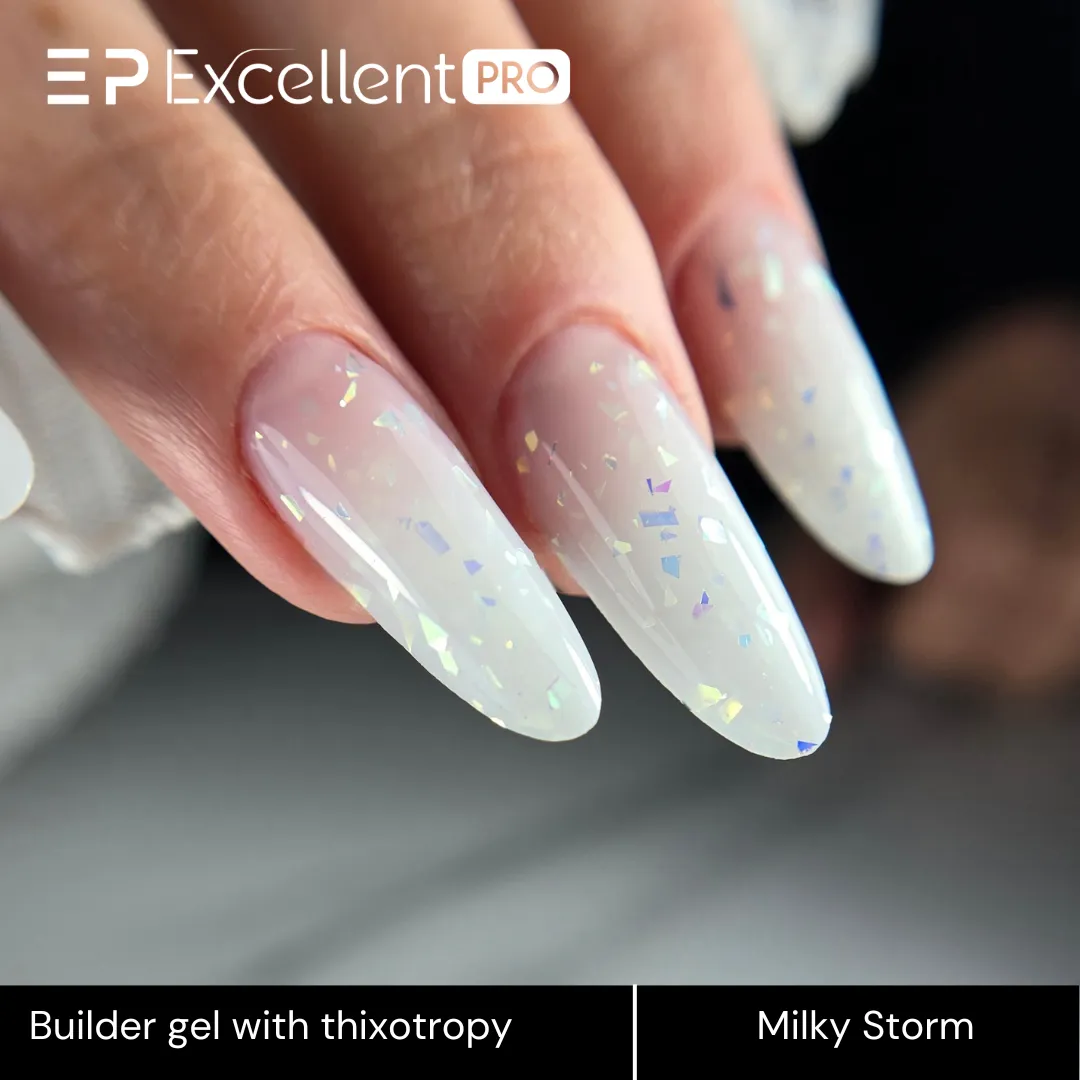 Stylizacja paznokci Excellent PRO - Excellent PRO Thixotropy gel with effect Milky Storm 50g