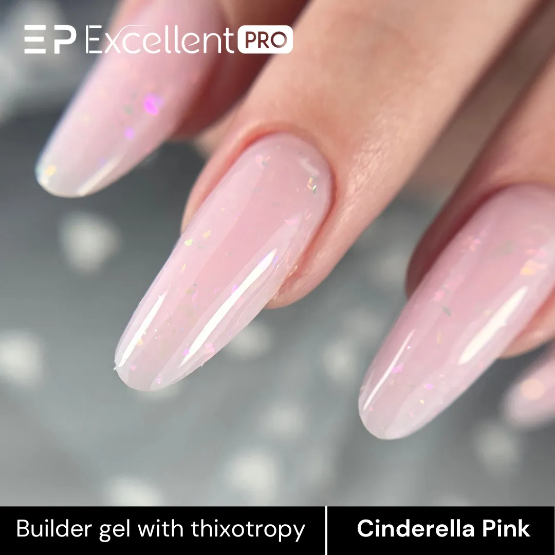 Stylizacja paznokci Excellent PRO - Excellent PRO Thixotropy gel with effect Cinderella Pink 15g
