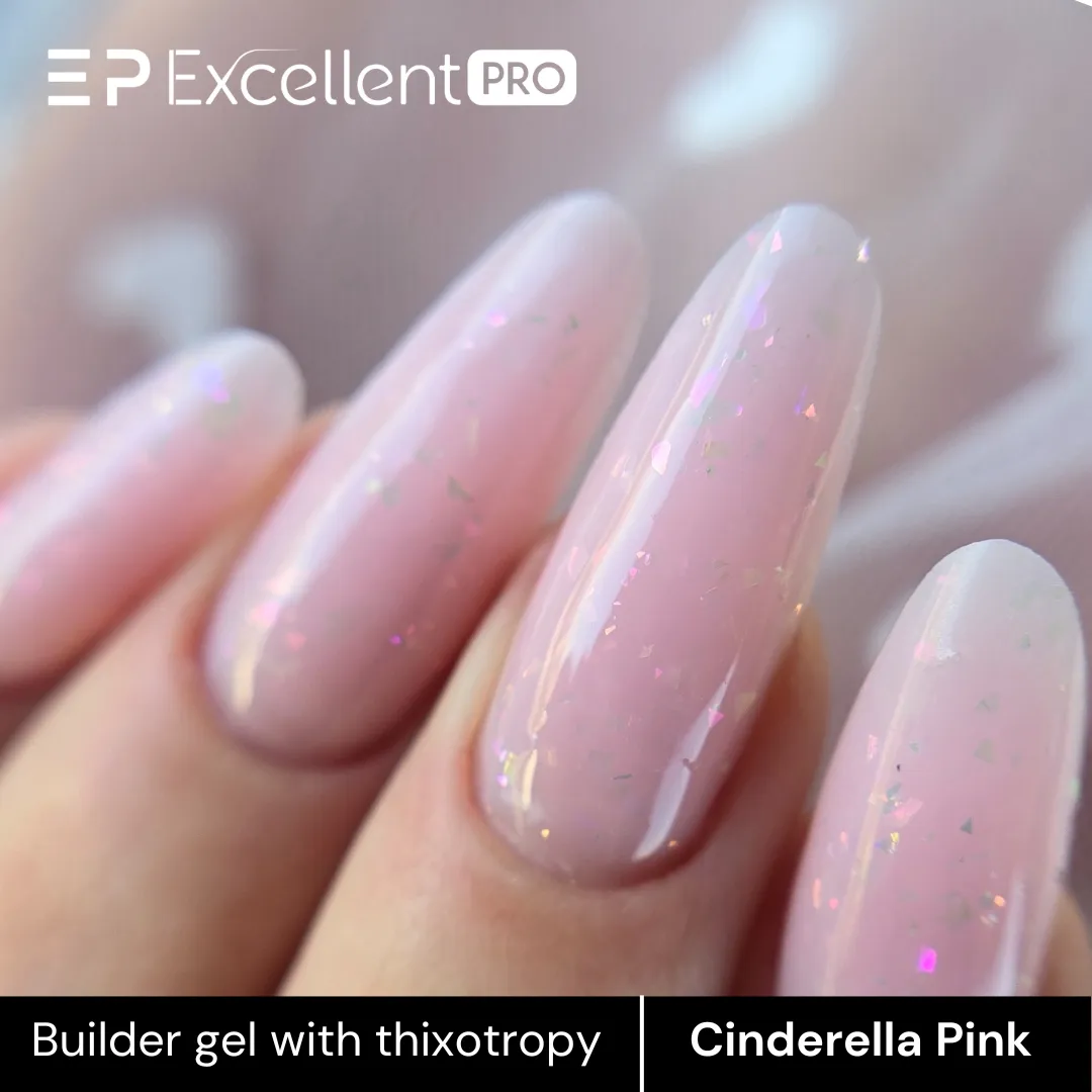 Stylizacja paznokci Excellent PRO - Excellent PRO Thixotropy gel with effect Cinderella Pink 50g
