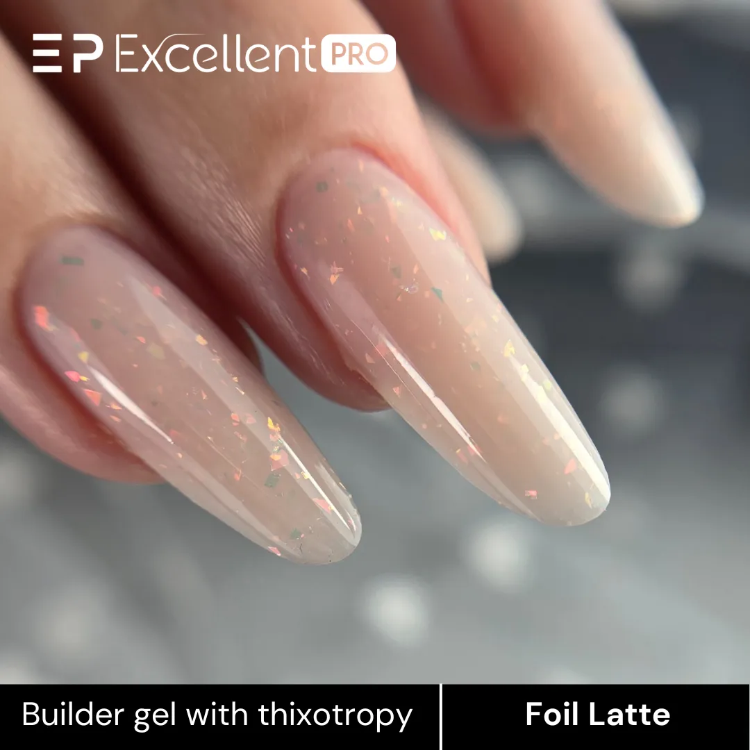 Stylizacja paznokci Excellent PRO - Excellent PRO Thixotropy gel with effect Foil Latte 15g