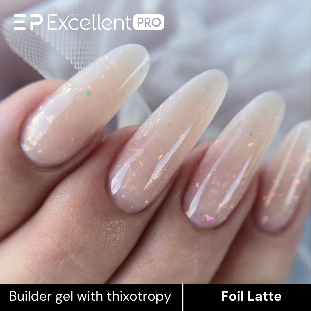Stylizacja paznokci Excellent PRO - Excellent PRO Thixotropy gel with effect Foil Latte 50g