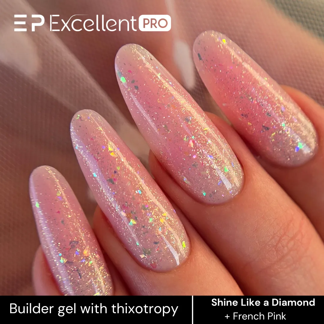 Stylizacja paznokci Excellent PRO - Excellent PRO Thixotropy gel with effect shine like a diamond 15g