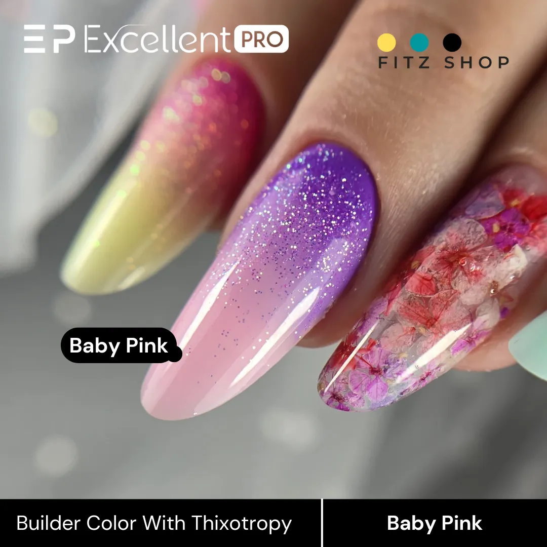 Stylizacja paznokci Excellent PRO - Excellent PRO Builder Color With Thixotropy Pastel Baby Pink 15g