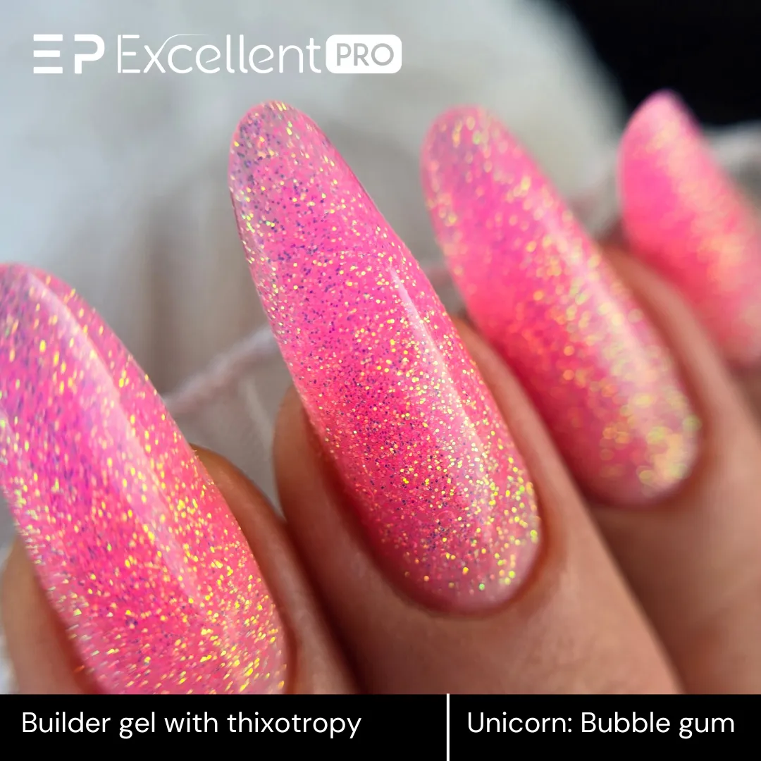 Stylizacja paznokci Excellent PRO - Excellent PRO Thixotropy gel with effect Unicorn Bubble Gum 50g