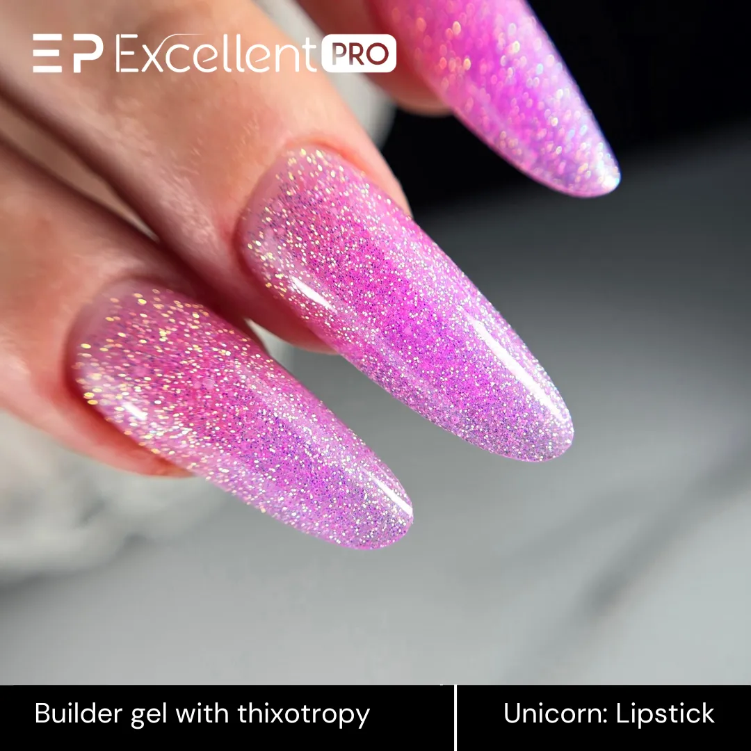 Stylizacja paznokci Excellent PRO - Excellent PRO Thixotropy gel with effect Unicorn lipstick 15g