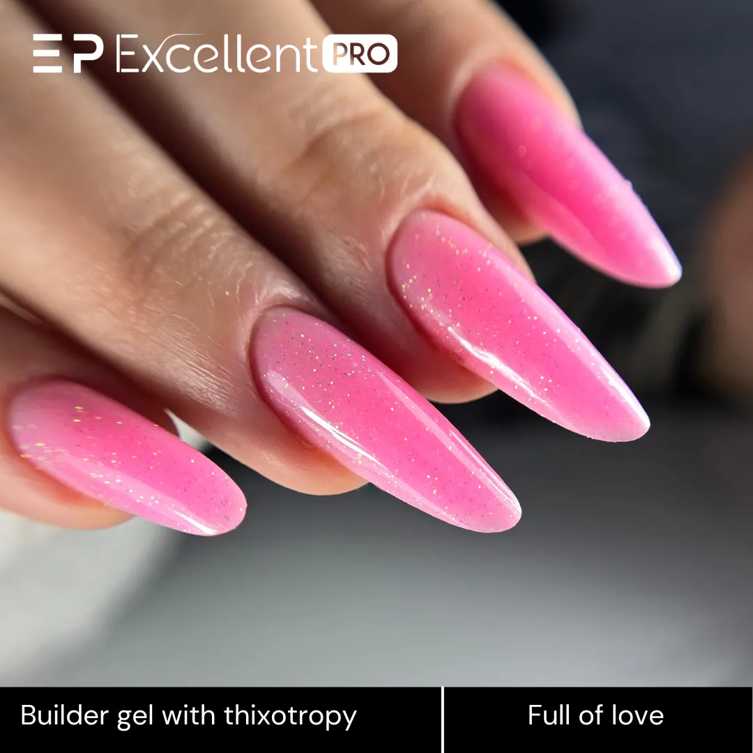 Stylizacja paznokci Excellent PRO - Excellent PRO Thixotropy gel with effect Full Of Love 15g