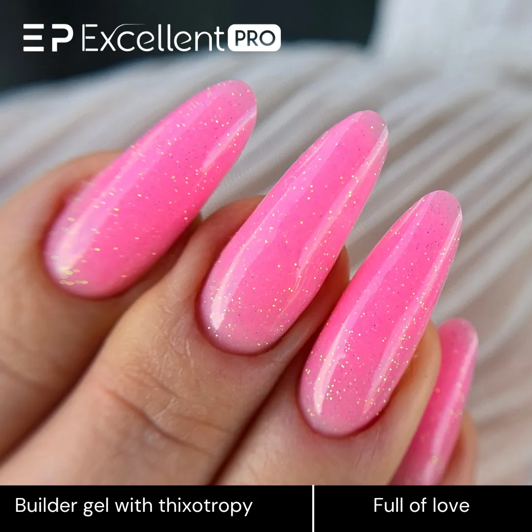 Stylizacja paznokci Excellent PRO - Excellent PRO Thixotropy gel with effect Full Of Love 50g