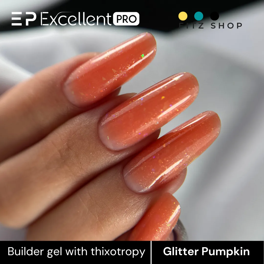 Stylizacja paznokci Excellent PRO - Excellent PRO Thixotropy gel with effect GLITTER PUMPKIN 15g