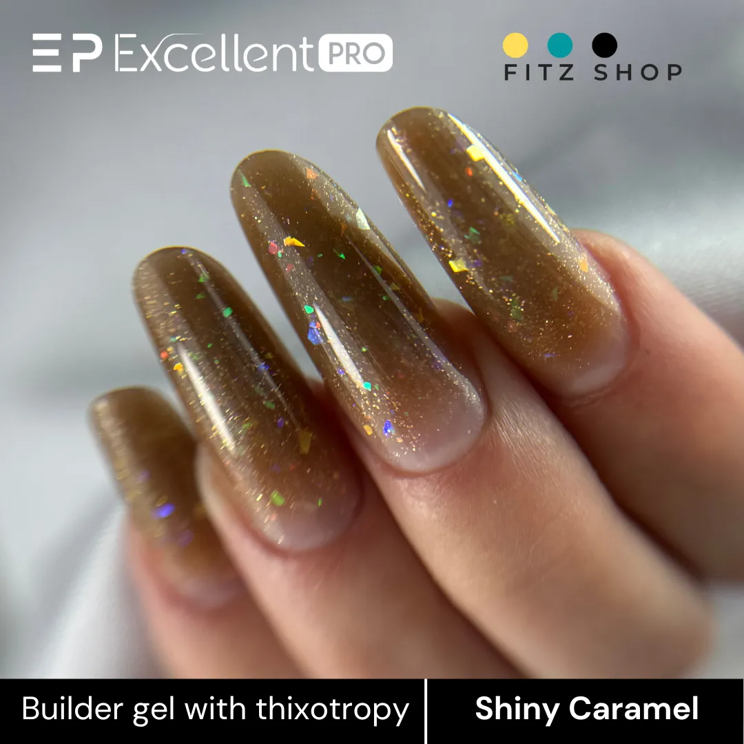 Stylizacja paznokci Excellent PRO - Excellent PRO Thixotropy gel with effect SHINY CARAMEL 15g
