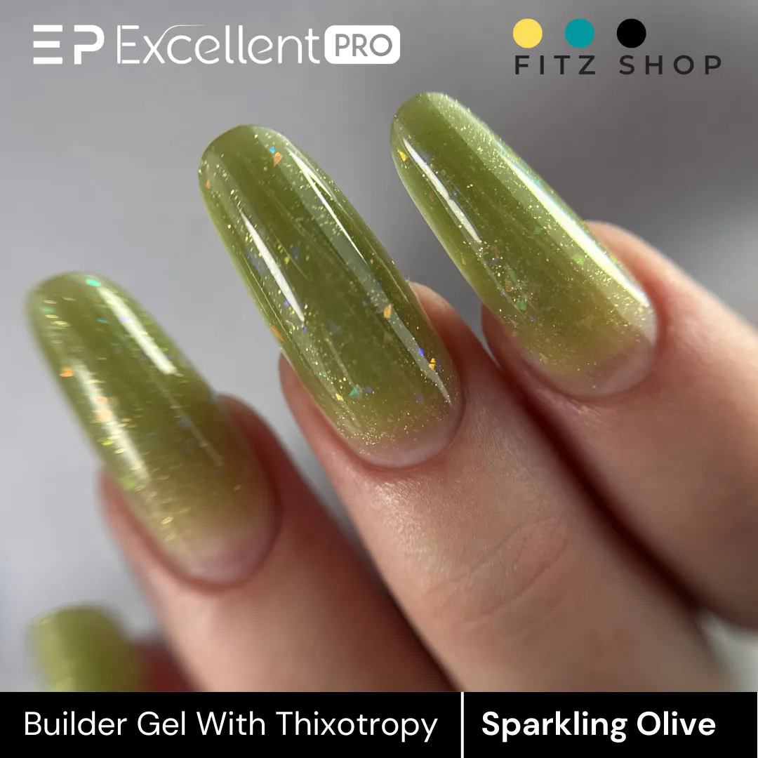 Stylizacja paznokci Excellent PRO - Excellent PRO Thixotropy gel with effect SPARKLING OLIVE 15g