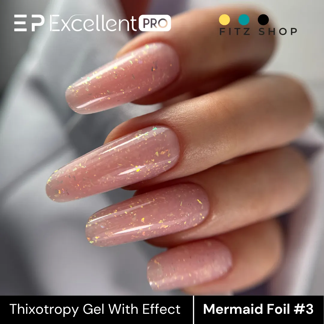 Stylizacja paznokci Excellent PRO - Excellent PRO Thixotropy gel with effect Mermaid Foil #3 15g