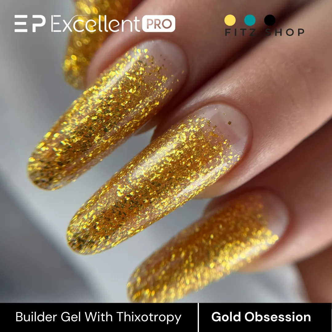 Stylizacja paznokci Excellent PRO - Excellent PRO Thixotropy gel with effect Gold Obsession 15g