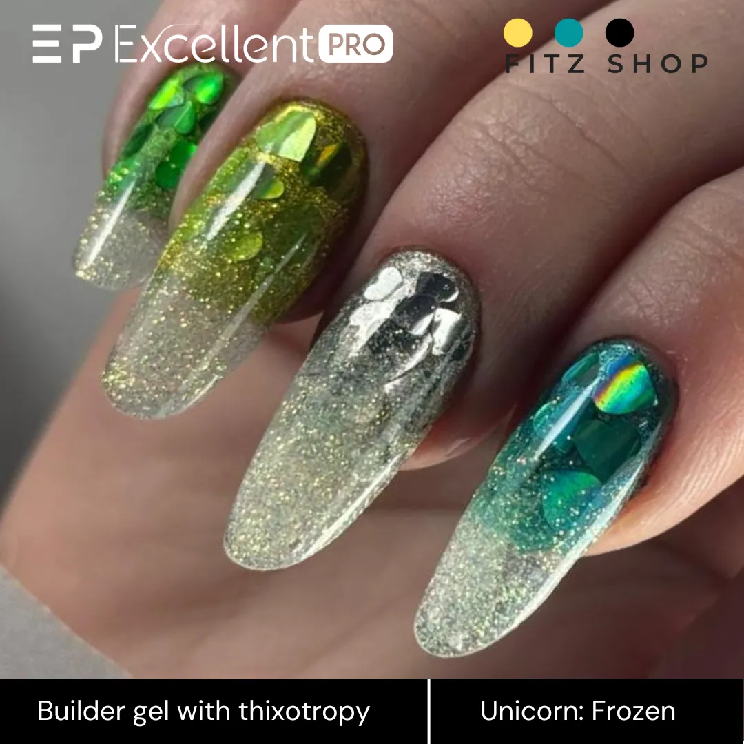 Stylizacja paznokci Excellent PRO - Excellent PRO Thixotropy gel with effect Unicorn Frozen 15g