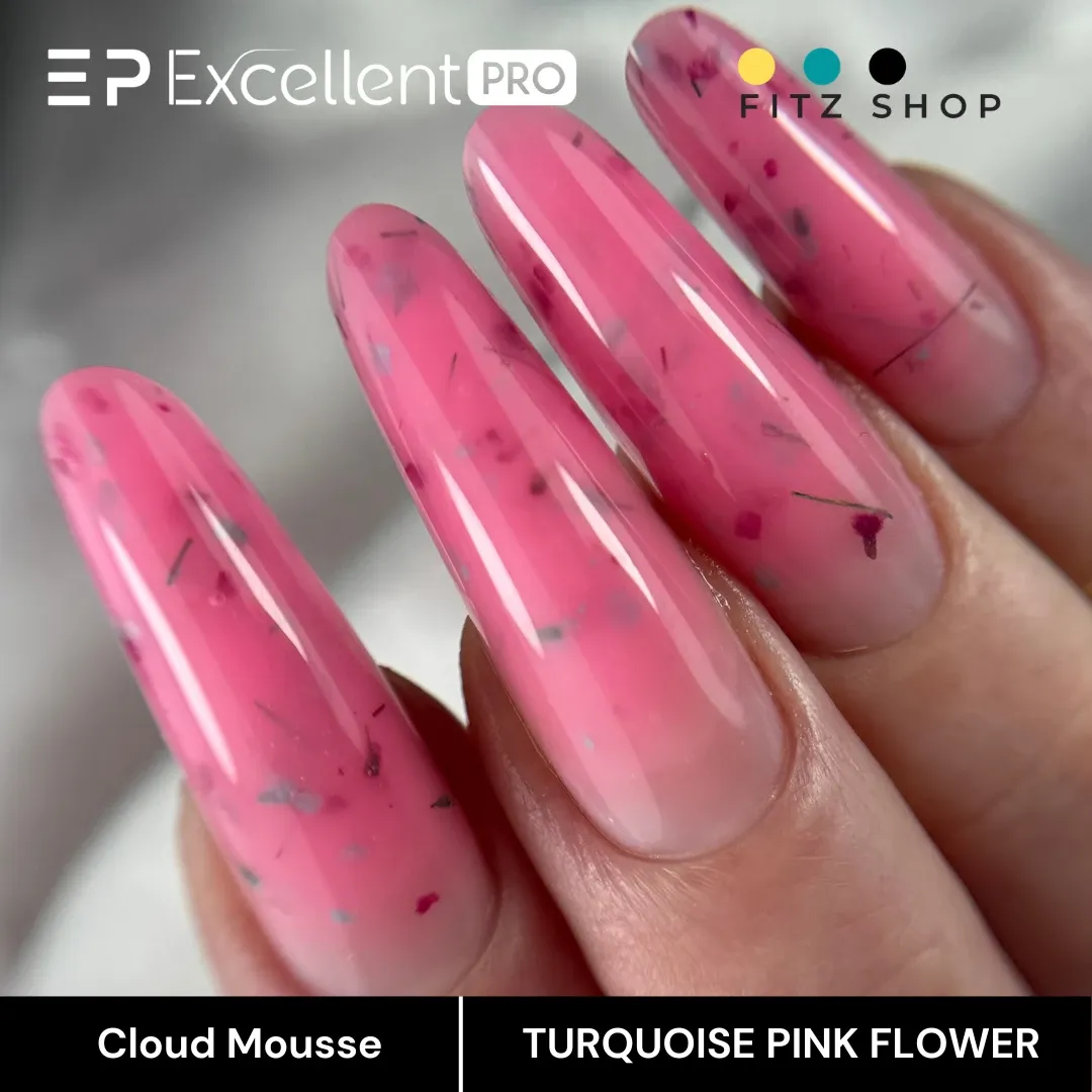 Stylizacja paznokci Excellent PRO - Excellent PRO Cloud Mousse TURQUOISE PINK FLOWER 15g