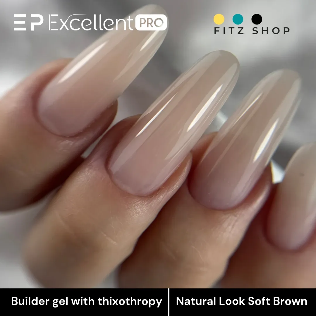Stylizacja paznokci Excellent PRO - Excellent PRO Builder Gel With Thixotropy Natural Look Soft Brown 15g